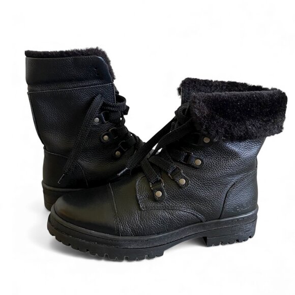 Women's Black Fur-Lined Ankle Boots - Picture 2 of 16